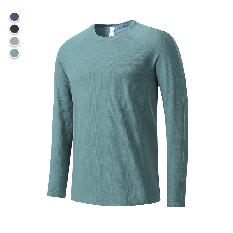 Men's Ice Silk Long Sleeve Sports T-Shirt Quick Dry  Stretch  Outdoor Training Featherun
