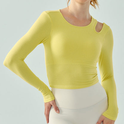 Strip Slim Fit Yoga Wear Long Sleeve Women Outerwear Running Jumping shirt Featherun