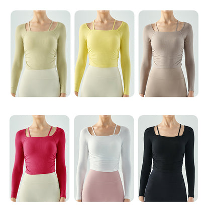 Yoga long sleeve women autumn and winter strap sports T-shirt slim fitness clothing Top