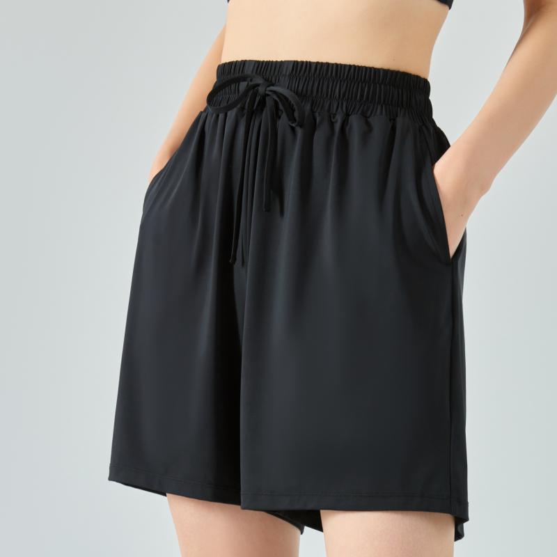 Women  Cooling Sports Shorts  Elastic Ice Silk Loose  Fitness Sun-Protective Shorts Featherun