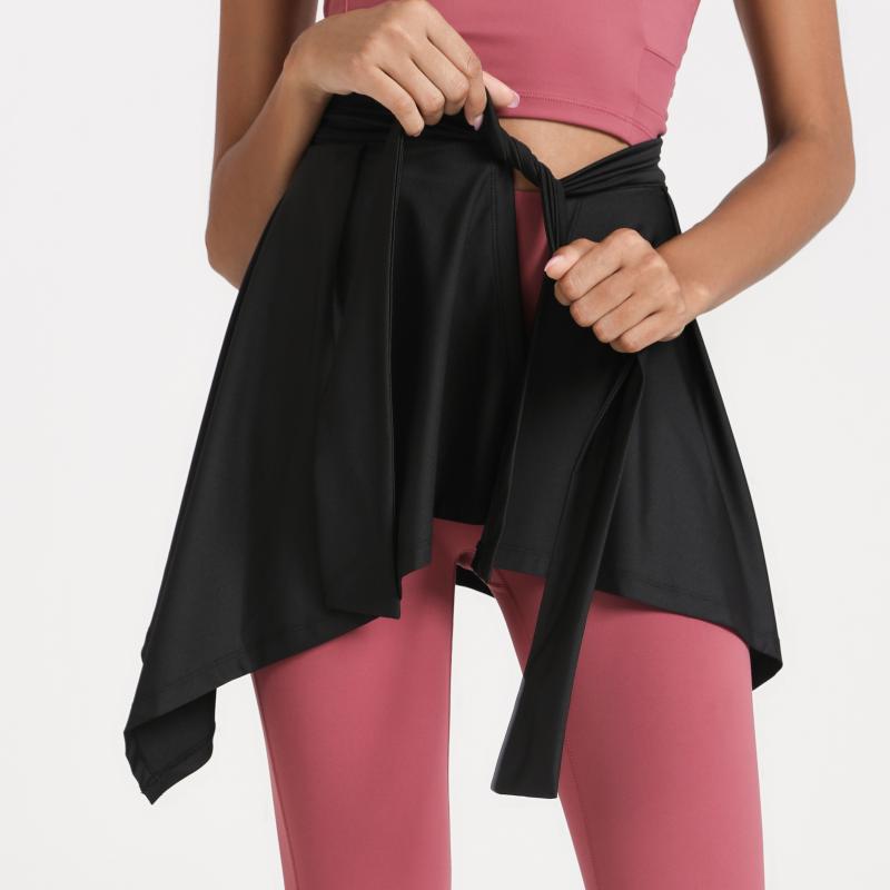 Sports yoga short anti-naked butt straps one-piece skirt hip covering wear Featherun