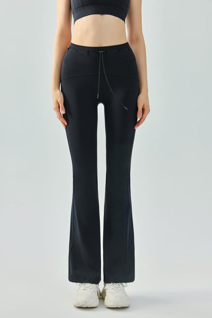 High-waisted drawstring flared pants nude-feeling slim-fitting yoga pants for women