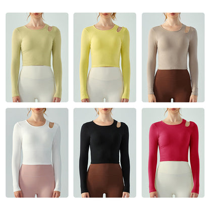 Strip Slim Fit Yoga Wear Long Sleeve Women Outerwear Running Jumping shirt Featherun