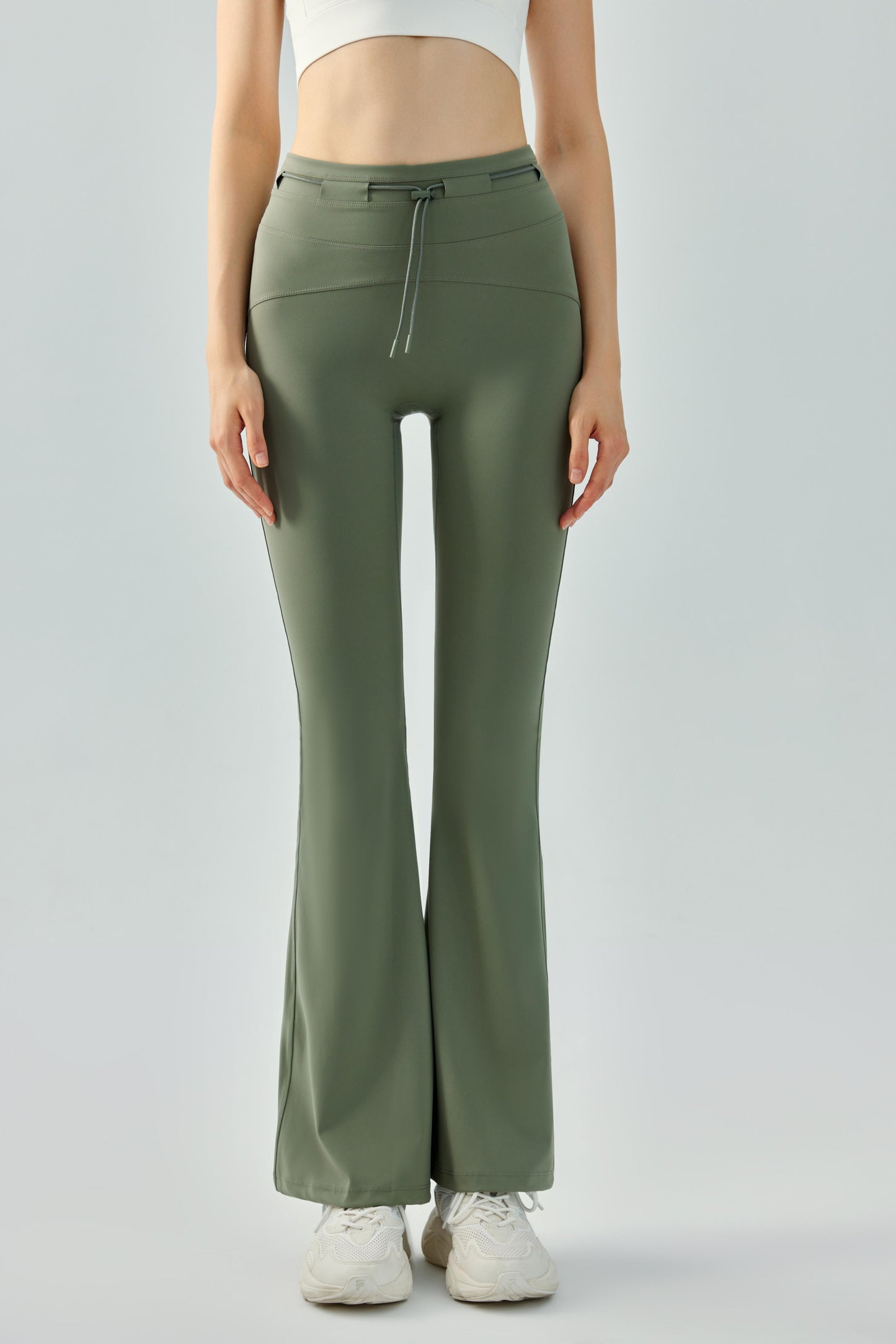 High-waisted drawstring flared pants nude-feeling slim-fitting yoga pants for women