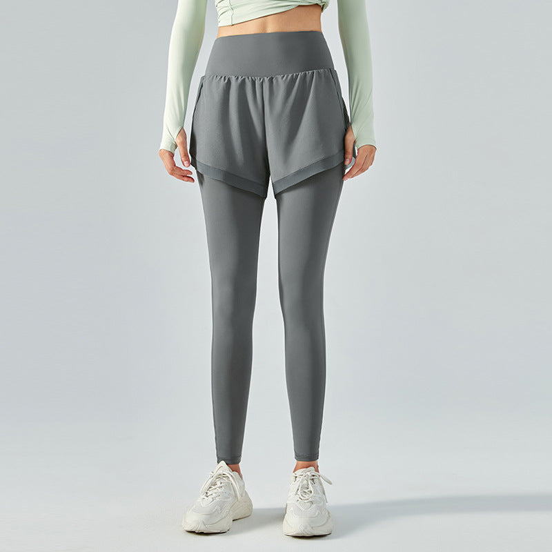 Two Piece  dress Pants Women's Thin High Waist Hip Lifting Sports Fitness Pants Featherun