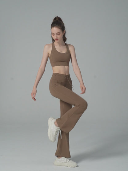 High-waisted drawstring flared pants nude-feeling slim-fitting yoga pants for women
