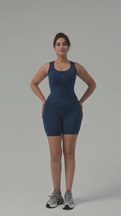 Zipper bra plus size yoga vest water drop cup fat sports bra